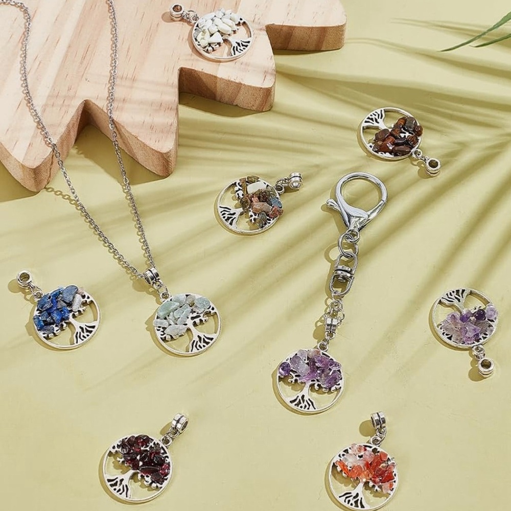 Crystal Quartz Stone Tree of Life Pendants - Picture 2 of 2